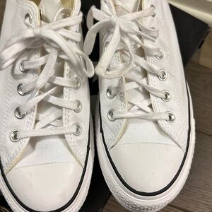 Converse All Star White Platform Canvas Shoes